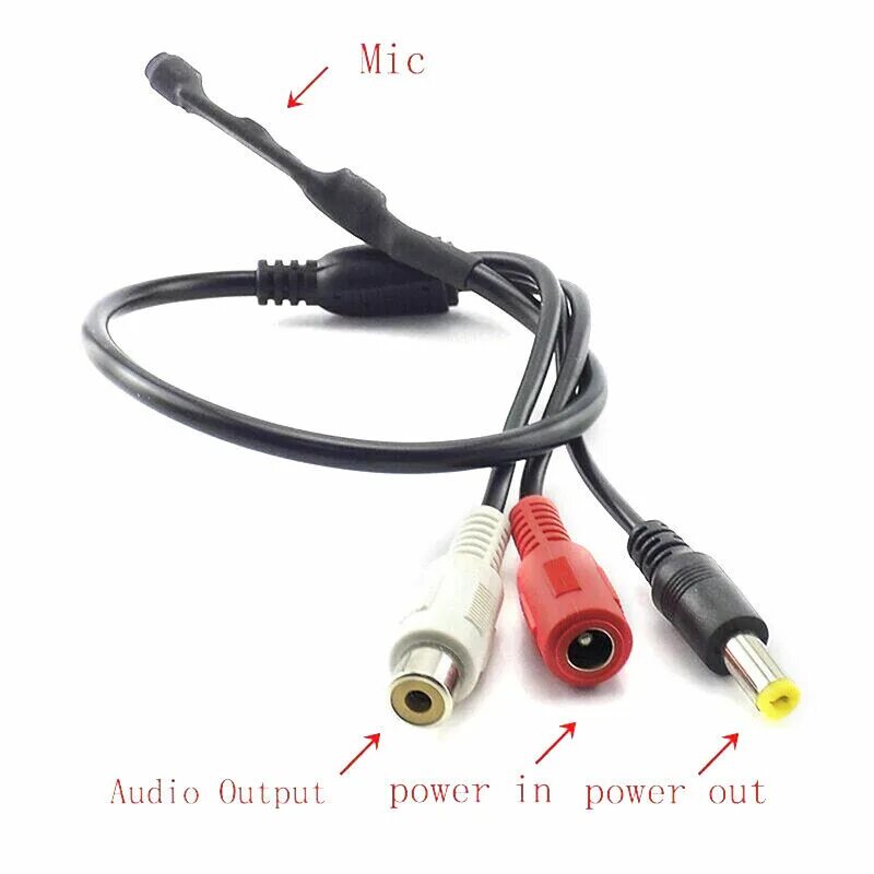 Микрофон rca. Микрофон для видеонаблюдения. звуковая камера.
