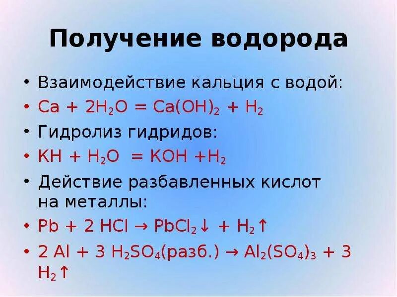 Взаимодействие водорода с водой. Взаимодействие металлов с водой. Гидролиз гидридов. Взаимодействие водорода с металлами.