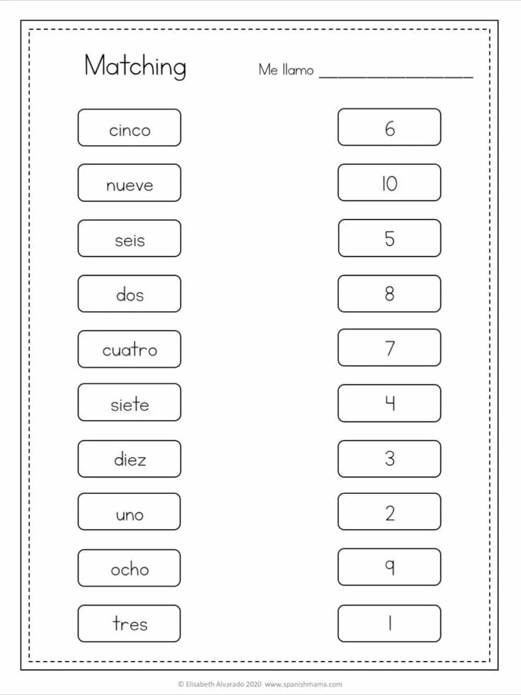 Match the numbers. Worksheets in spanish. espanol worksheet. numbers worksheets scramble. spain worksheets for kids.