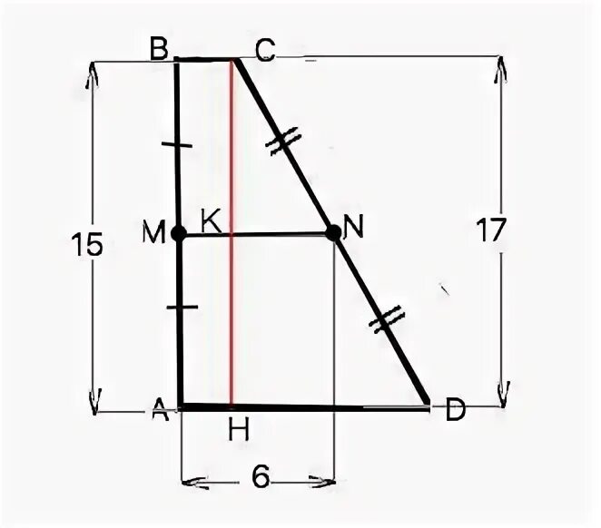 Тангенс острого угла прямоугольной трапеции 1 5