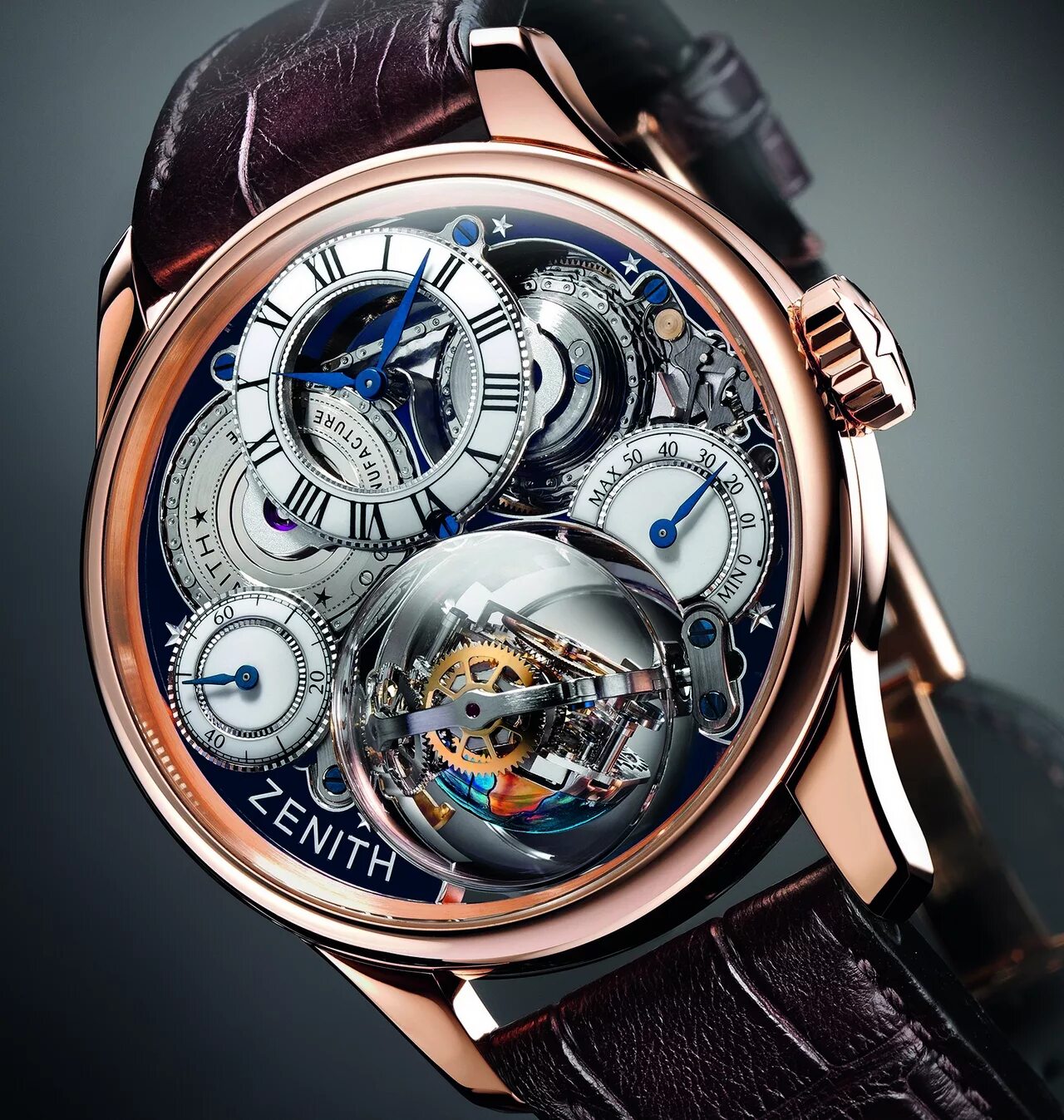 Секундные наручные часы. Часы Zenith Columb Grand Voyage. Zenith Christophe Colomb Tourbillon. Часы Zenith Academy Colomb копия. Часы Зенит скелетон мужские.