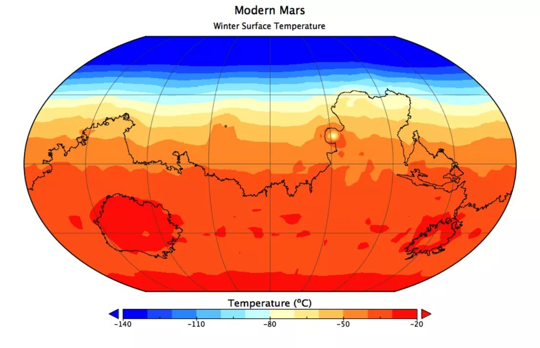 Самая высокая температура на планете солнечной. Температура на поверхности планеты Марс. Температурная карта Марса. Средняя температура поверхности Марса. Температурный режим Марса.