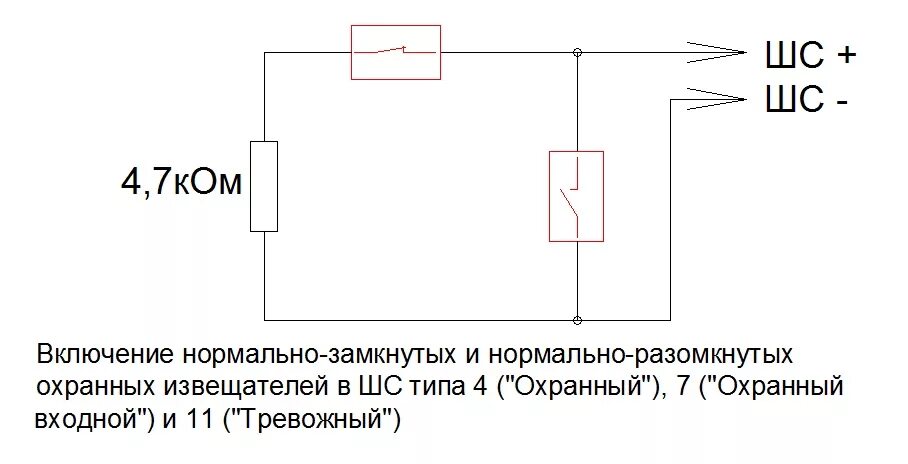 датчик типа сухой контакт. схема пожарный извещатель с нормально разомкнутыми контактами. датчики сопротивления схема включения. оконечный резистор. нормально разомкнутый извещатель.