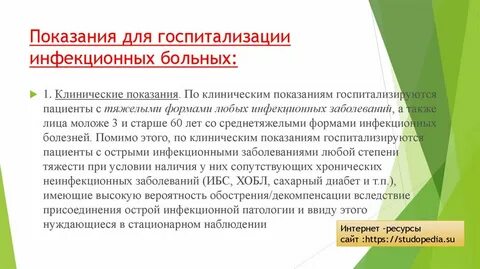 Виды госпитализации больных
