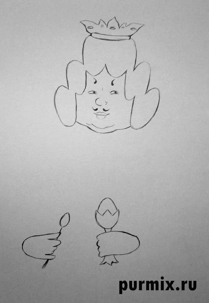 нарисовать царя поэтапно карандашом. король рисунок карандашом. король раскраска для детей.