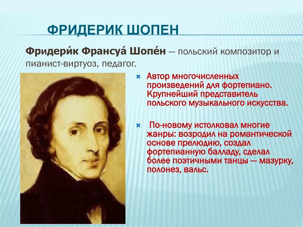 Фредерик шопен родился в стране. Польский композитор Фридерик Шопен. Творческий путь ф Шопена 5 класс. Творческий путь Шопена 5 класс. Фредерик Шопен творчество кратко.