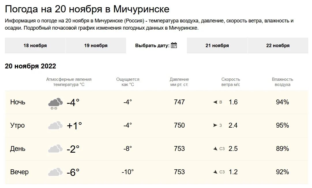 Прогноз в мичуринске по часам