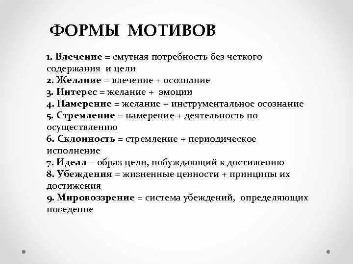 Формы мотивов