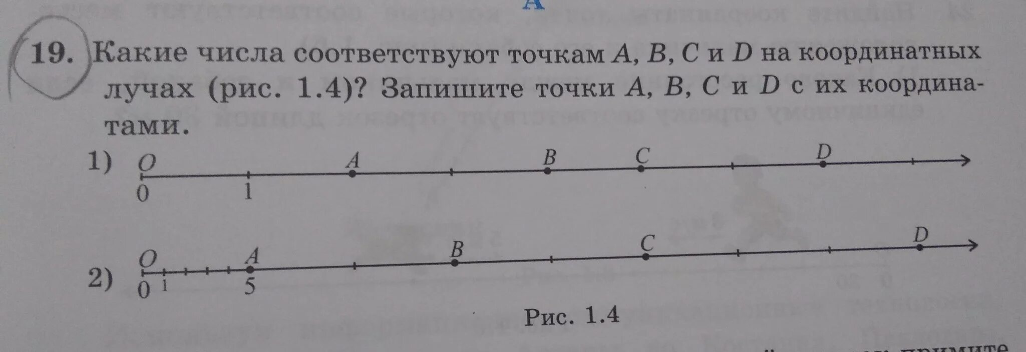 Какой точке соответствует число 5