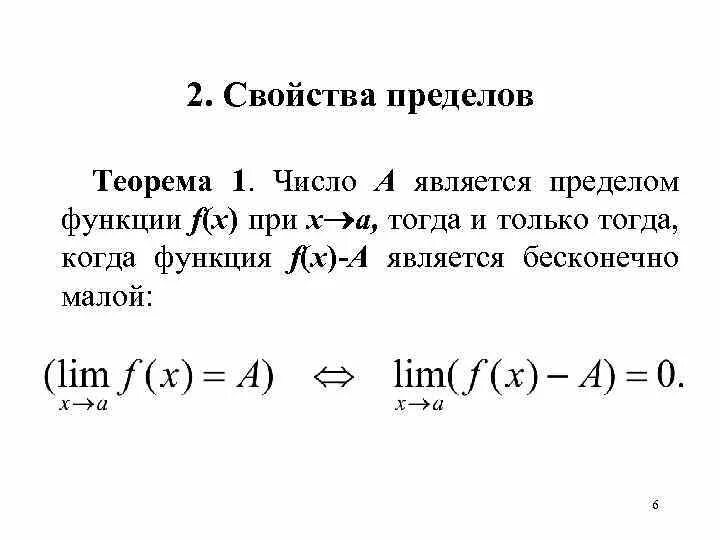 Предел функции и ее свойства. Свойства пределов функции. теоремы о пределах функции.