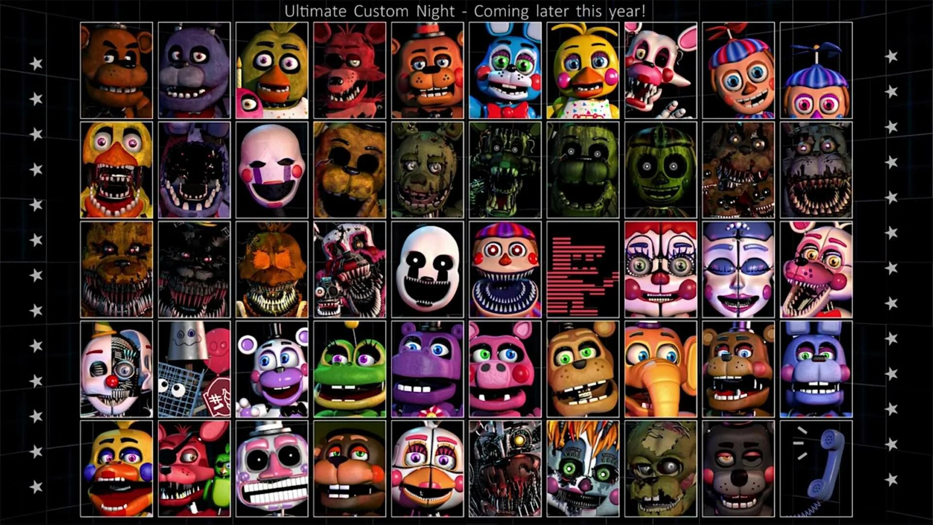 Фнаф 5 фнаф 7. ФНАФ 7 Ultimate Custom Night Диди. ФНАФ ультимейт кастом Найт обложка. FNAF Ultimate Custom Night камеры. Пасхалки в ультимейт кастом Найт.