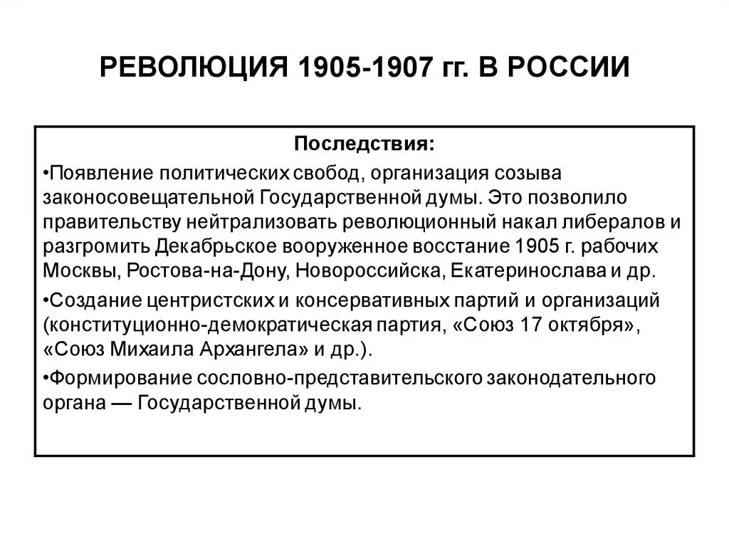 Причины и последствия революции 1905