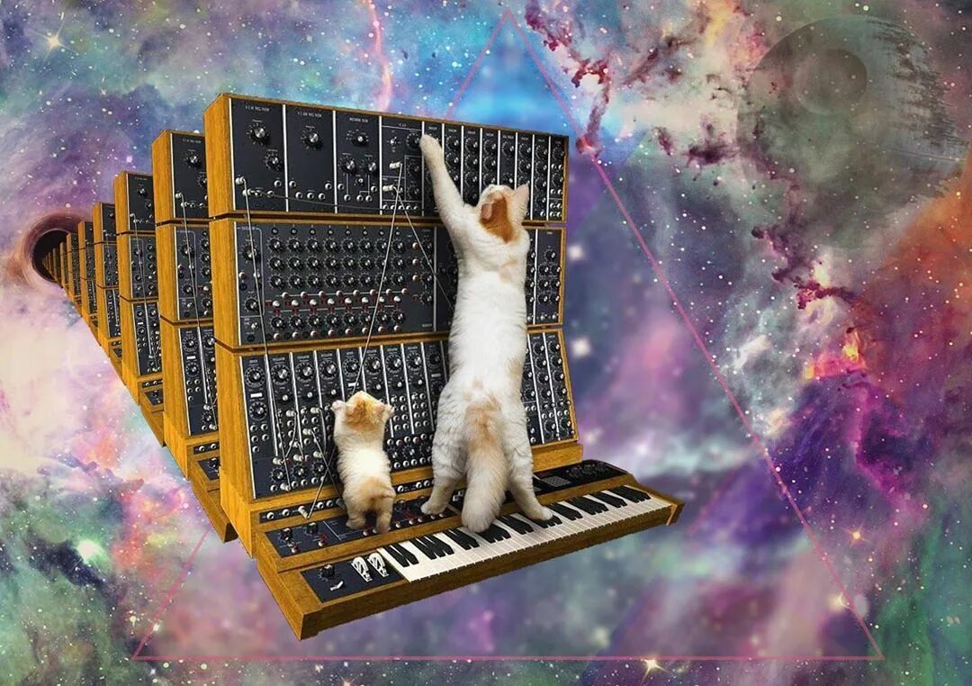 Космический синтезатор. Кот с синтезатором в космосе. Космическая кошка. Пианино синтезатор. Синтезатор в космосе.