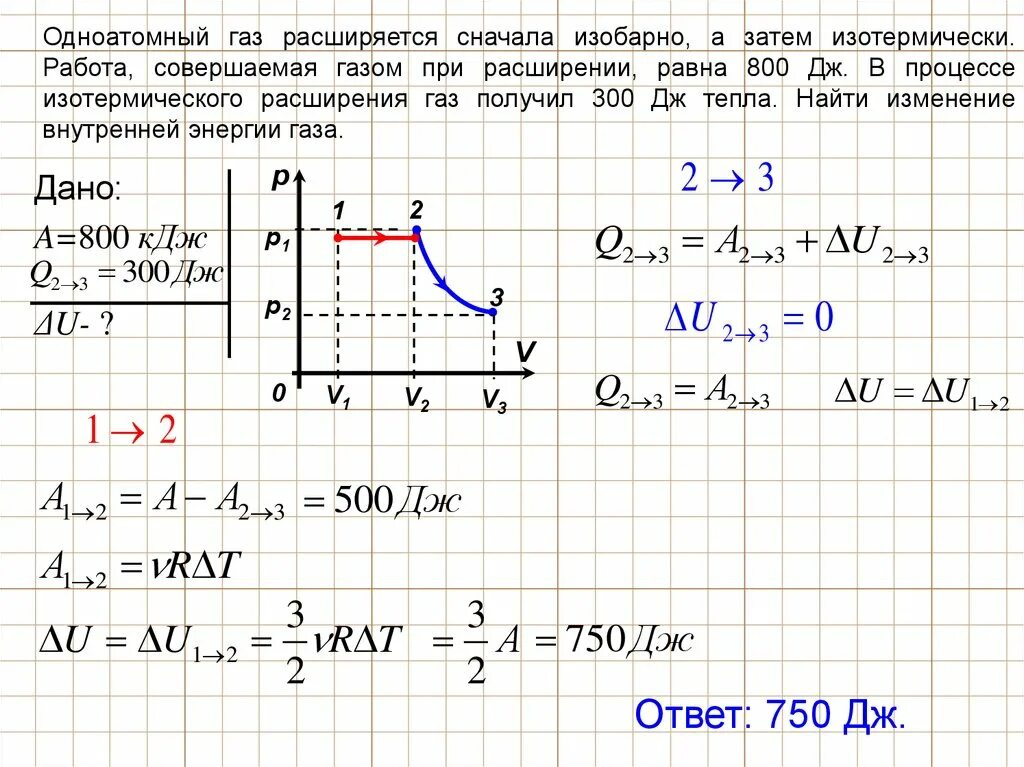 3 газ изотермически расширяется