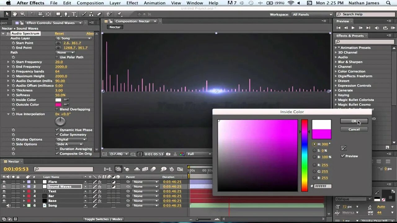 Add effect. After effects audio. after effects tutorial. after effects music visualizer. audio visualizer after effects.