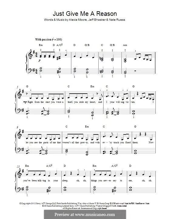Just give me a reason pink текст. Just give me a reason ноты для фортепиано. Just give me a way песня. P!nk just give me a reason. Give me one reason ноты.