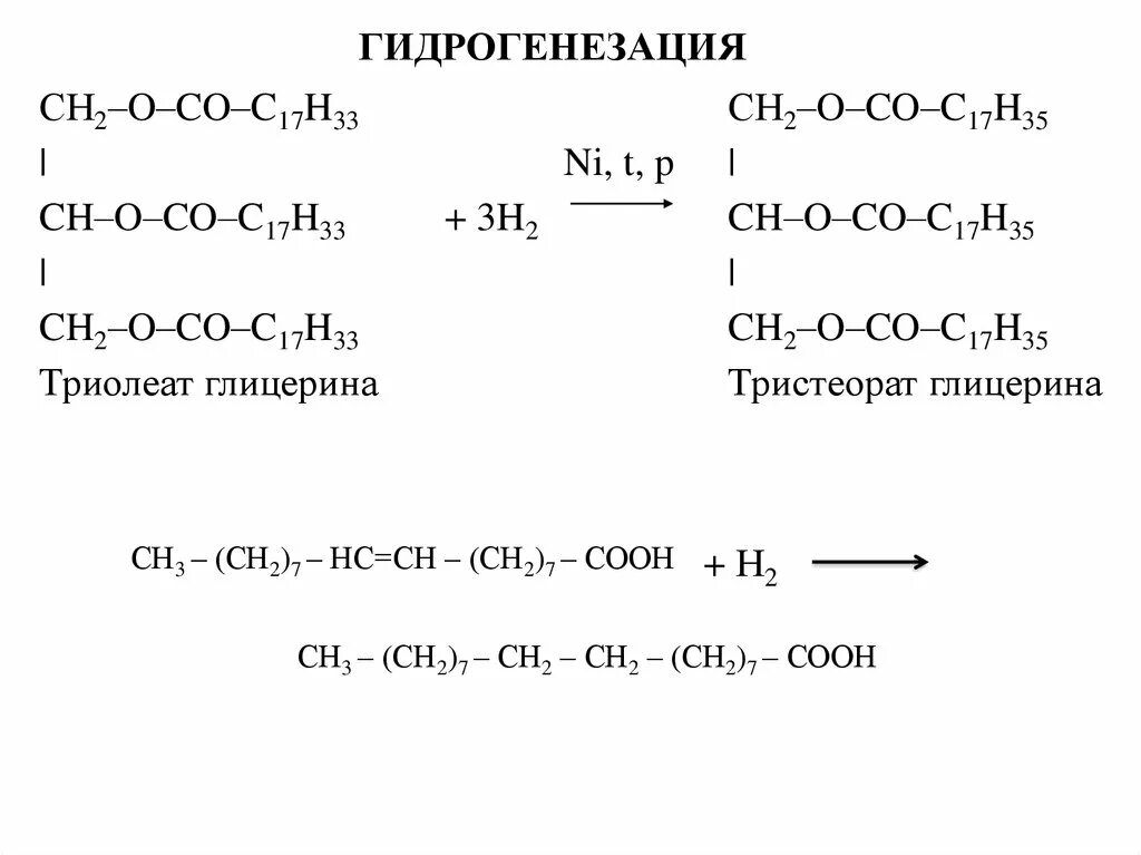 Триолеат глицерина реакции. Триолеат глицерина формула. Гидрирование триолеата глицерина. Структурная формула триолеата глицерина. Гидрирование жира триолеата.