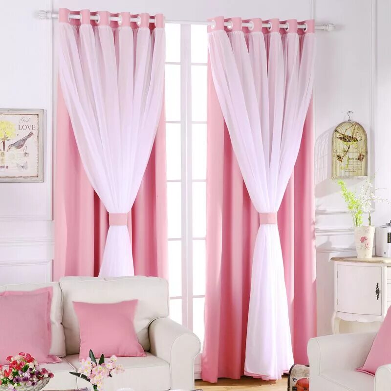 Розовые шторы. Розовые занавески. Розовые портьеры. Занавески в розовую комнату.