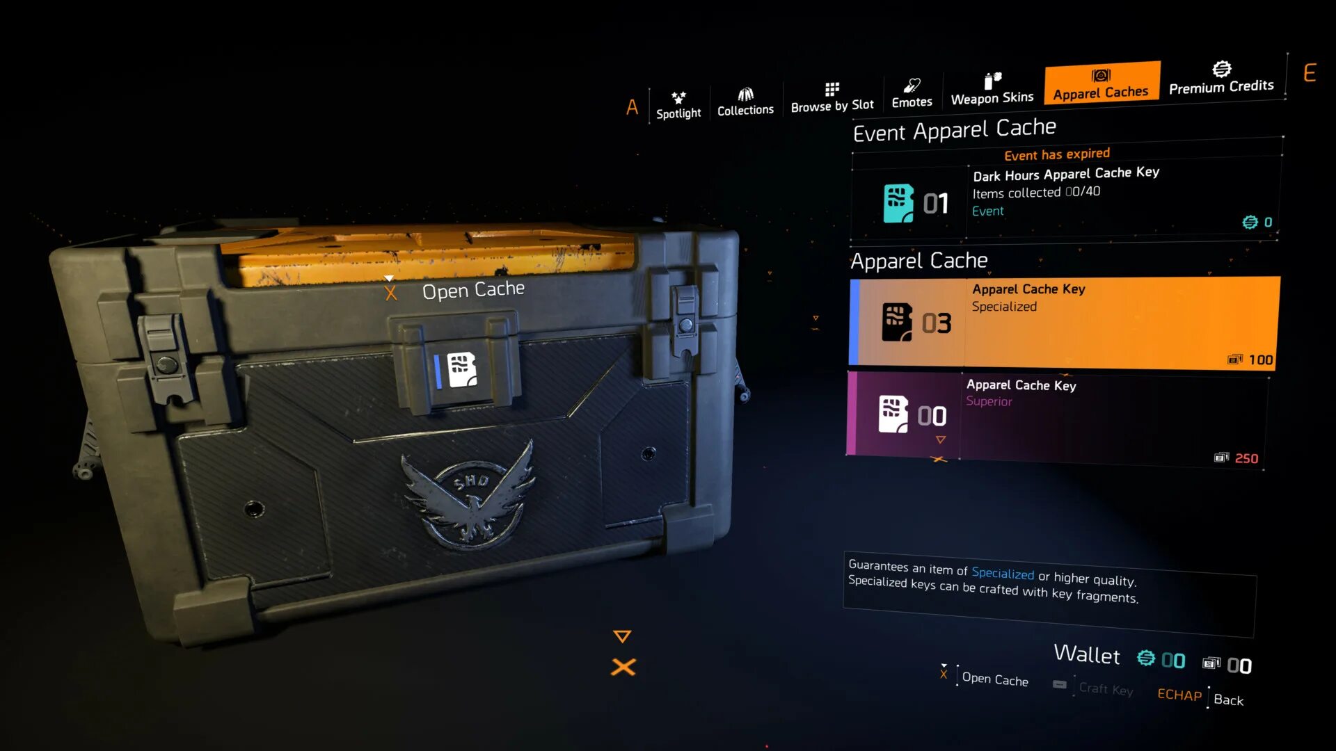 Caches open