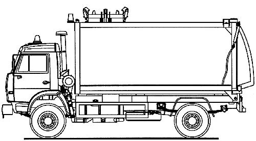 Распечатать мусоровоз. КАМАЗ ко 415 мусоровоз чертежи. Мусоровоз БМ-53229 чертеж. Мусоровоз ко-415 чертеж. Чертеж мусоровоза КАМАЗ ко-440-7.