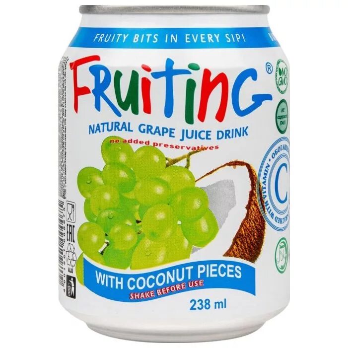Напиток Фрутинг. Фрутинг напиток с кусочками. Fruiting напиток виноградный. Сок с кусочками винограда.