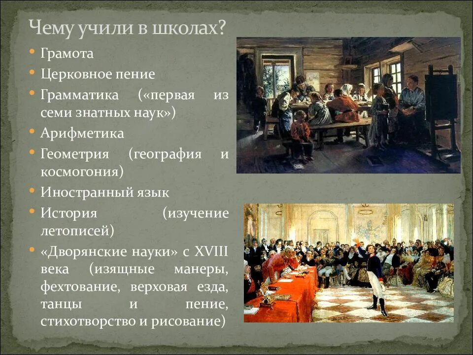 Когда появилась школа. Презентация на тему школа прошлого. проект школа древней руси. презентация первой школы. какие школы были на руси.