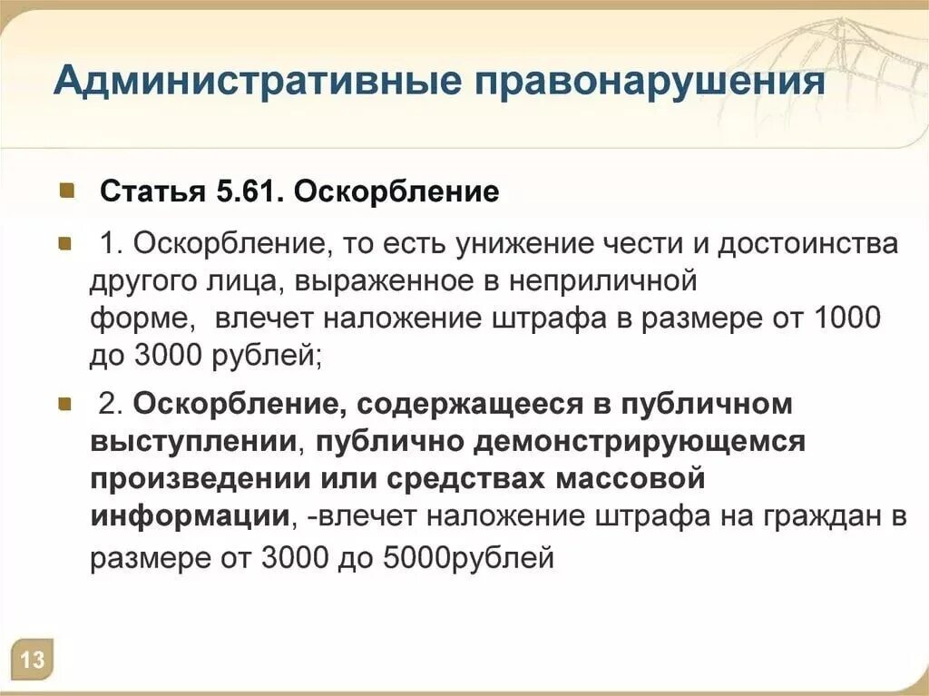 Включаете оскорбление. Ст 5.61 КОАП РФ. Административная ответственность за оскорбление. Статья за оскорбление наказание. Статья за оскорбление личности.