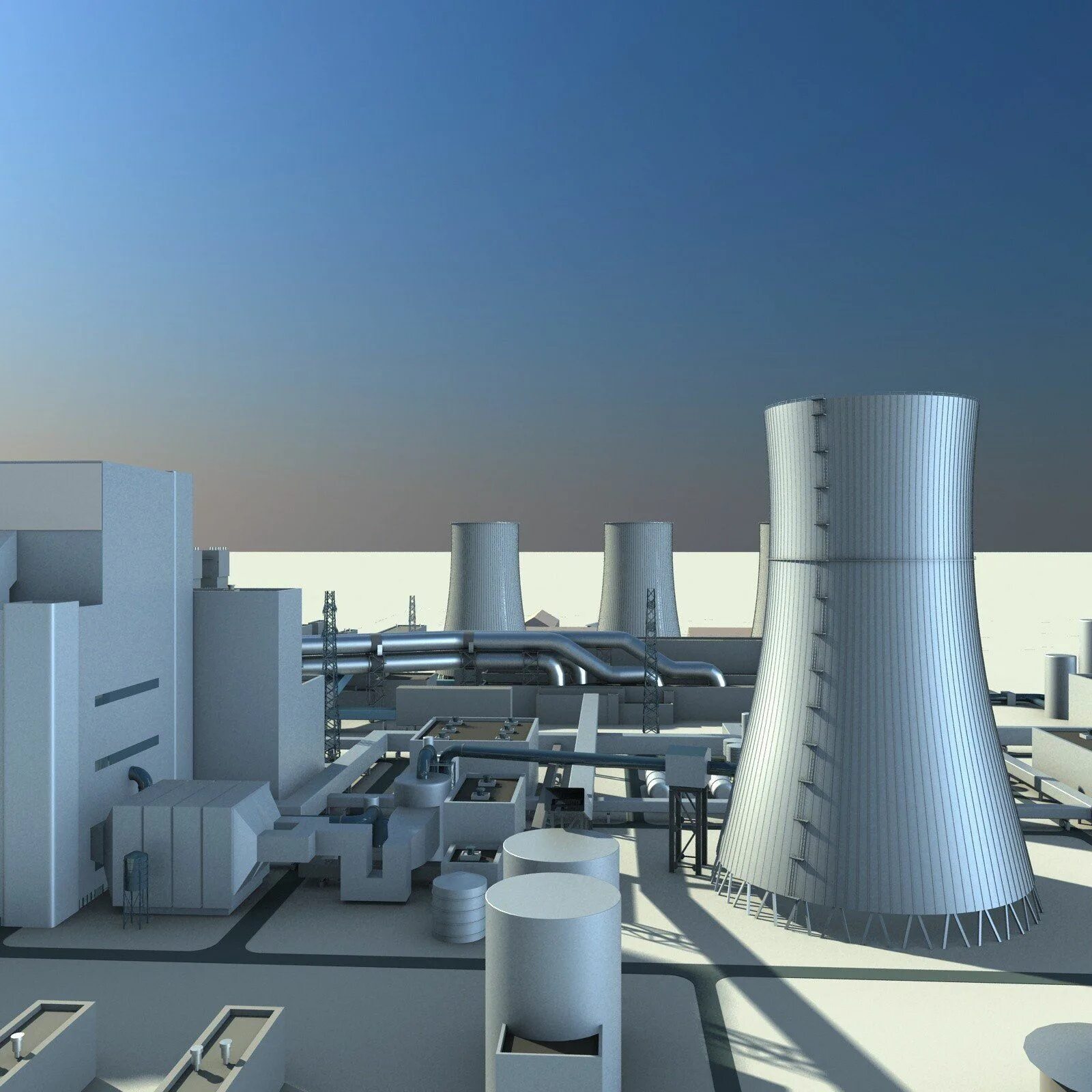 Power Plant, 3d. Градирня 3д модель. Электростанция 3d.