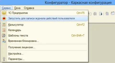 1с запись действий