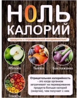 Отрицательная калорийность продуктов