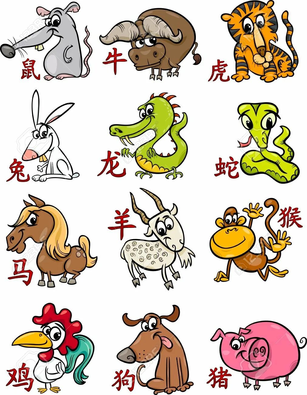 Год дракона кролика. Китайский гороскоп животные. Животные символы года. Животные восточного календаря. Китайские символы года.