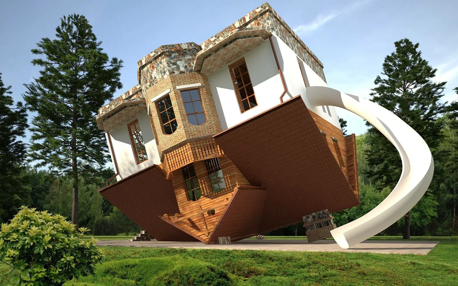 Дом в виде колец. Странный дом (weird house). альпы.. интересный дом. необычные домики. интересные формы домов.
