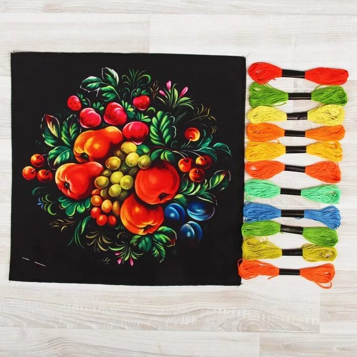 Вышивка все для кухни фрукты гладь и ленты. Fruit Embroidery.