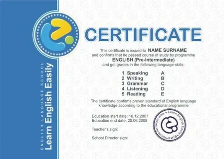 Экзамен по английскому языку сертификат