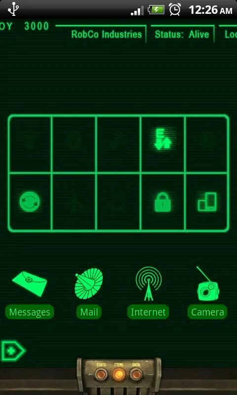 Андроид 3000. Pipboy 3000. тема pip boy для андроид. тема fallout для android. fallout pipboy.