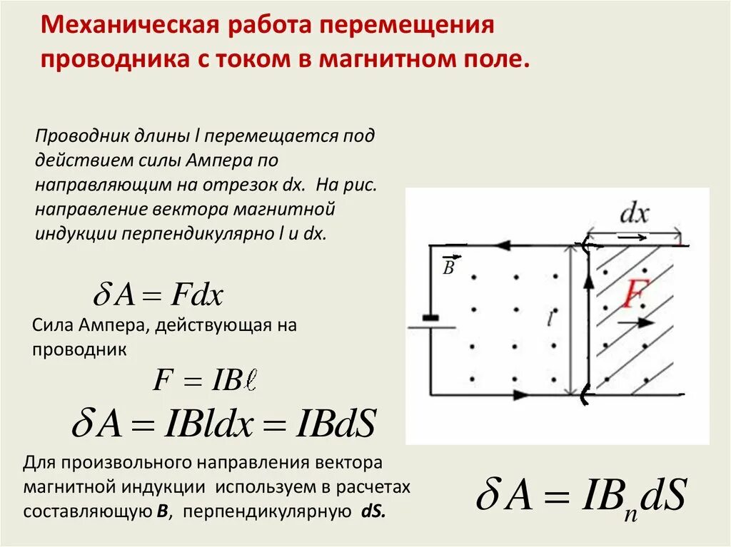 21. Проводник с током в магнитном поле. Работа сил Ампера по перемещению проводника с током. Работа при перемещении проводника с током в магнитном поле. Работа сил магнитного поля по перемещению проводника с током. Направление движения проводника зависит