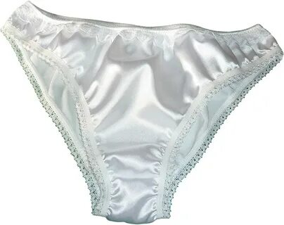 Shiny Satin Low Rise Bikini Brief Panties Ivory Off White with Ivory lace 6...