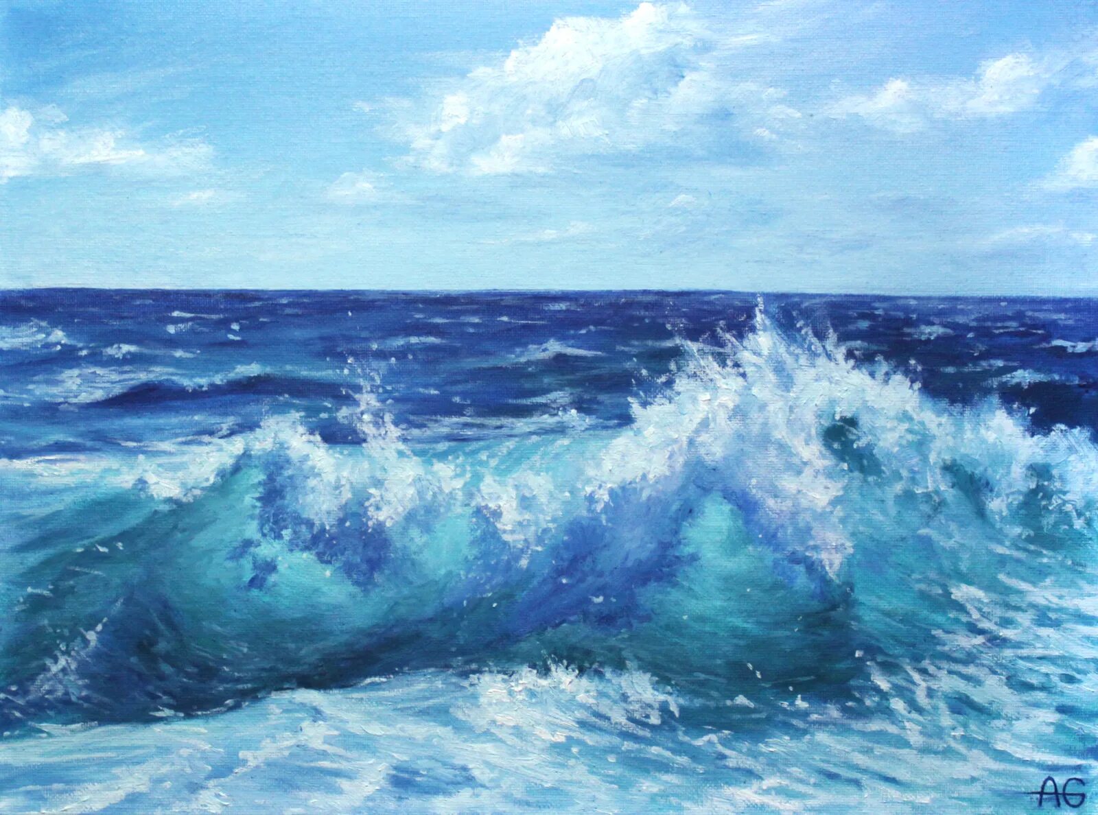 Картина волна Широглавич. Море волна живопись.