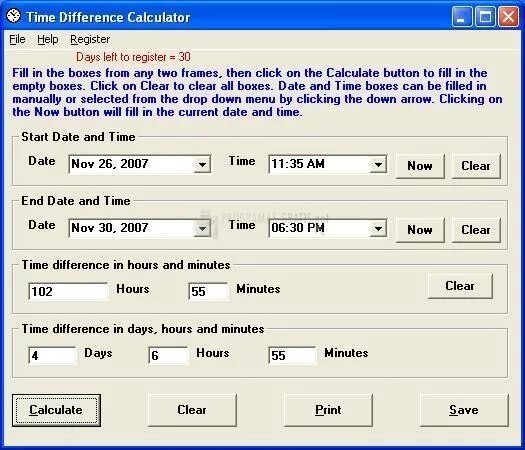 Calculating differences