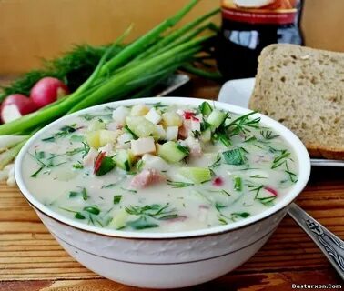Окрошка на кефире с мясом