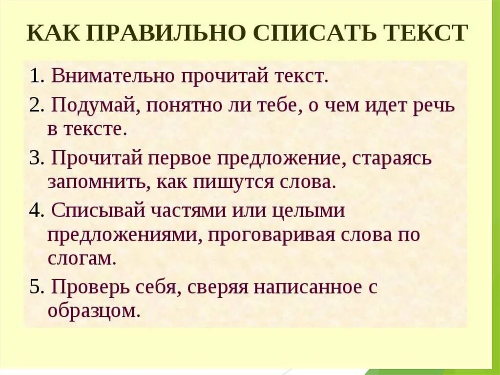 Памятка как правильно списывать текст. Памятка как списывать текст 3 класс. Алгоритм списывания текста 2 класс. Алгоритм списывания текста 1 класс.