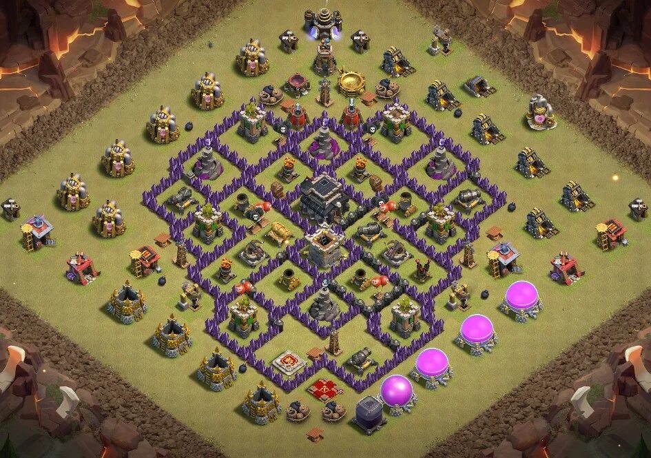 Лучшие базы clash of clans. База 9 ТХ Clash of Clans. Клэш оф кланс 9 ратуша база. Планировка базы в Clash of Clans 9тх. Ратуша 9 расстановка.