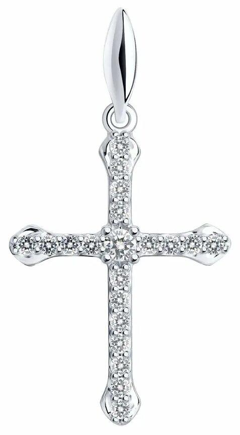 крестик sokolov 94031379_s. крестик серебряный женский с камнями. крестик серебряный с камушками. серебряный крест с камнями. крестик с камушками.