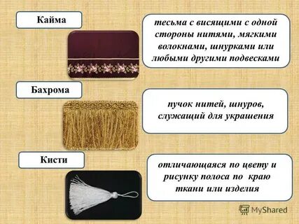 Значение слов кисти кайма бахрома