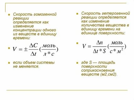 Скорость химической реакции в гетерогенной системе