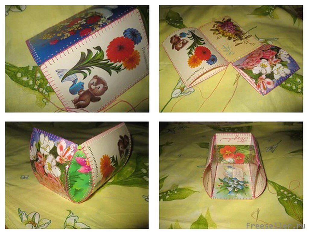 Как сшить шкатулку из открыток. Шкатулка из открыток. коробочки из открыток. сундучок из открыток. сшить шкатулку из открыток.