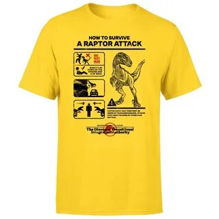 Jurassic World Raptor Attack Survival Guide Unisex T-Shirt - Yellow - L - C...