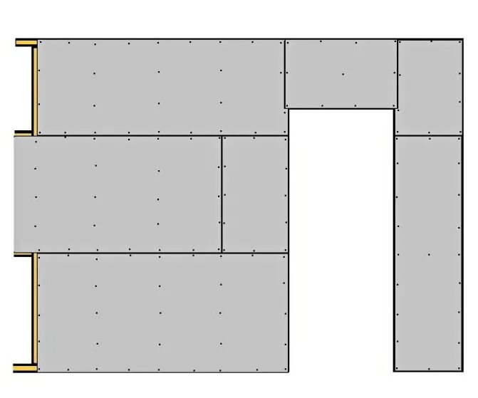 Раскладка на листе. Монтаж ГКЛ В 2 слоя. Раскладка листов ГКЛ В 2 слоя. Раскладка гипсокартона в 2 слоя. Расположение листов гипсокартона на стене.