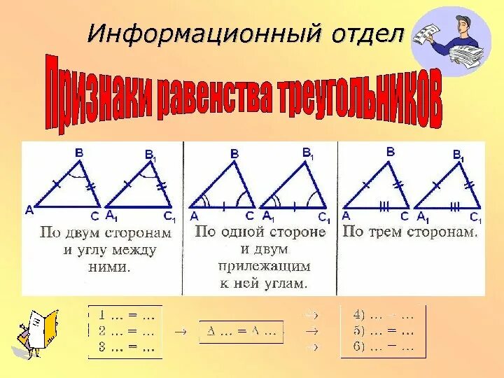 3 признака равенства треугольников 7 класс геометрия