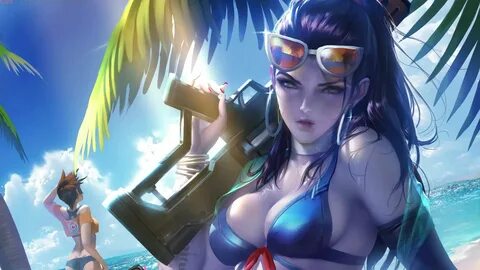 Widowmaker at the Beach OW Live Wallpaper.